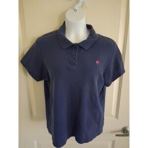 LILLY PULITZER Women's Blue Pima Cotton Shrunken Resort Fit Polo Shirt Sz XL
